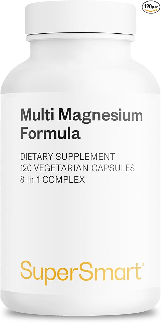 SuperSmart Multi Magnesium Formula (Previously Optimag) - Full Spectrum 8 Active Forms - Fight Magnesium Deficiency | Non-GMO &amp Gluten Free - 120 Vegetarian Capsules