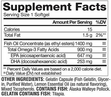 Generic Omega 3 - Triple Strength Fish Oil Softgels 150 ct.