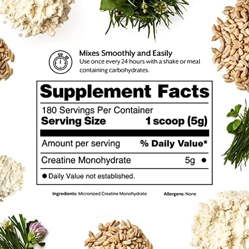 ProMix Nutrition Creatine Monohydrate Powder Unflavored - 5g of Micronized Creatine per Serving - Increase Muscle Gain Strength &amp Power &amp Supports Recovery - 180 Servings