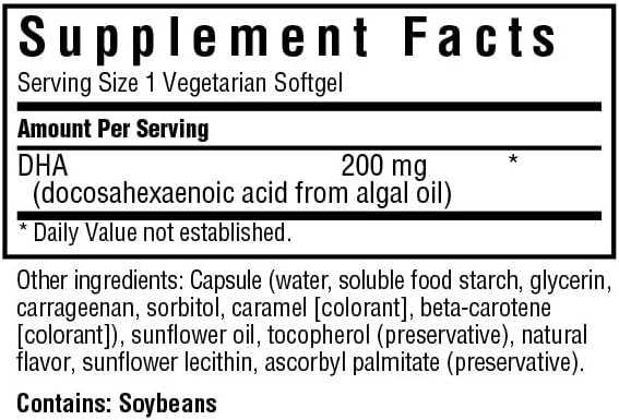 Bluebonnet Natural Omega-3 Vegetarian DHA Vegetarian Softgels 200 mg 60 Count ('743715009097)