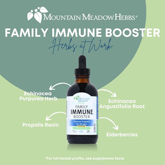 Mountain Meadow Herbs Family Immune Booster Extract with Sambucus Elderberry and Echinacea | Optimal Immune Support for The Whole Family | Tincture 4 oz