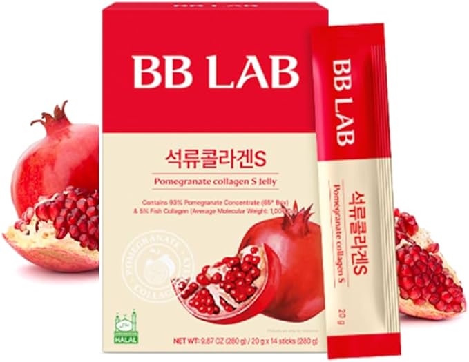 BB LAB Pomegranate Collagen S Jelly Halal Pomegranate Collagen Sticks Pomegranate Concentrate 18600mg Low Molecular Fish Collagen 1000mg Korean Collagen Pomegranate Flavor