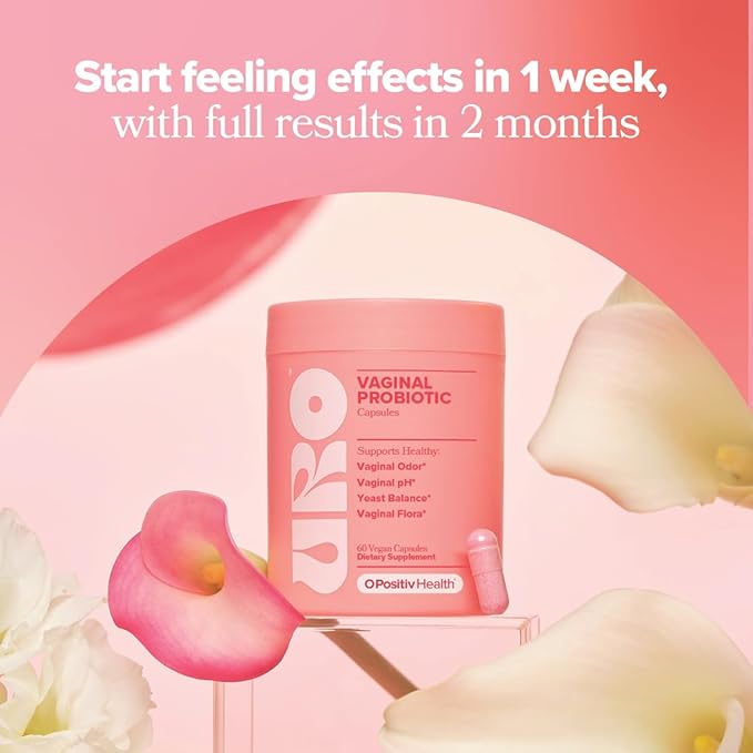 O Positiv URO Vaginal Probiotics for Women pH Balance with Prebiotics &amp Lactobacillus Probiotic Blend - Vaginal Health Supplement - Promote Healthy Vaginal Odor &amp Vaginal Flora 60 Count (Pack