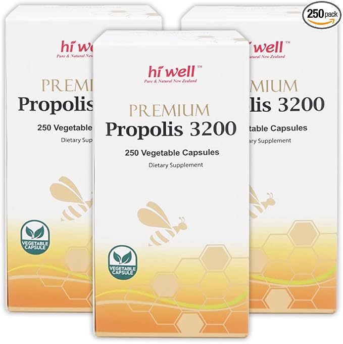 (Pack of 3) Hi Well Premium Propolis 3200 Flavonoid 96mg 250VegeCapsules