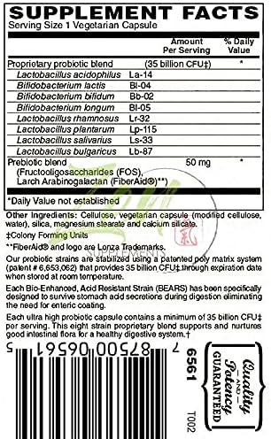 35 Billion Probiotic CFU with 8 Strains 30-Vegcaps - Sustained Release Technology Resist Stomach Acid Shelf Stable - Support for Healthy Digestion &amp Intestinal Ecology Favorable Intestinal Flora