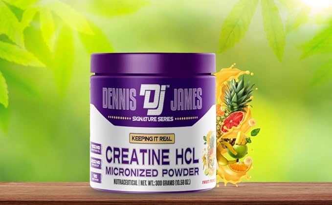 DENNIS JAMES Signature Series Creatine Hcl | Micronized Powder | 150 Serving 300g | Fruit Punch