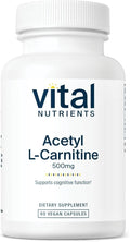 Vital Nutrients Acetyl L-Carnitine 500mg - Brain Memory and Cognitive Support Supplement* - Vegan - Gluten Dairy Soy Free - Non-GMO - 60 Capsules