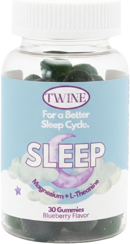 TWINE Sleep Gummies with Melatonin L-Theanine Magnesium Citrate Passionflower Chamomile and Lemon Balm 30pcs-Blueberry Flavor