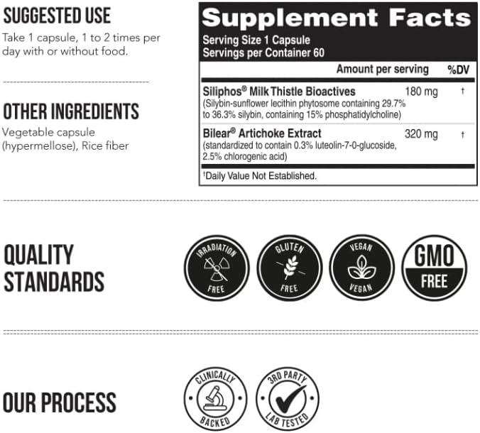 SoActive® Milk Thistle: 10X More Effective Milk Thistle Phytosome Optimized for Essential Bioactive Silybin A &amp B Plus Bilear® Artichoke Extract &amp Bile Enhancer - Liver Support | 60 Servings