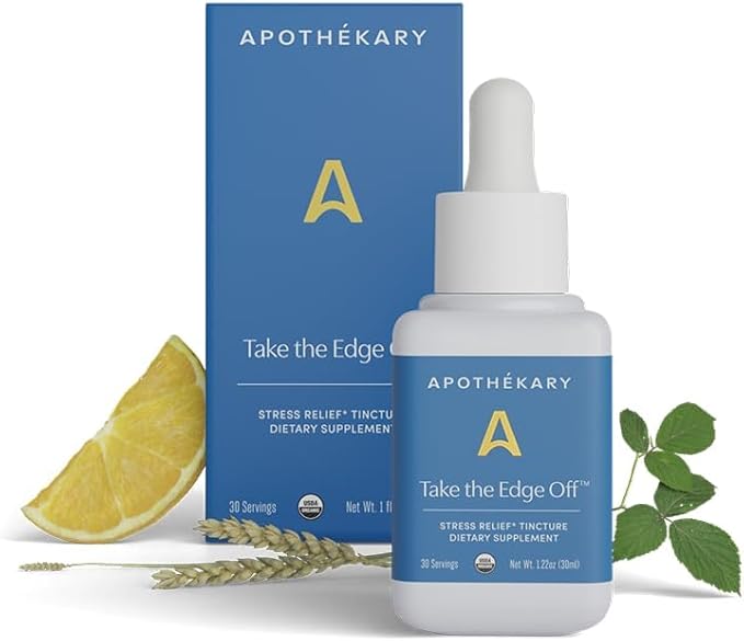 Apothékary Take The Edge Off Helps Ease Stress &amp Tension Alcohol-Free White Wine-Inspired Herbal Liquid Drops Made with Passionflower Flower Skullcap &amp Oatstraw Leaf 1 Fl oz 30 Servings