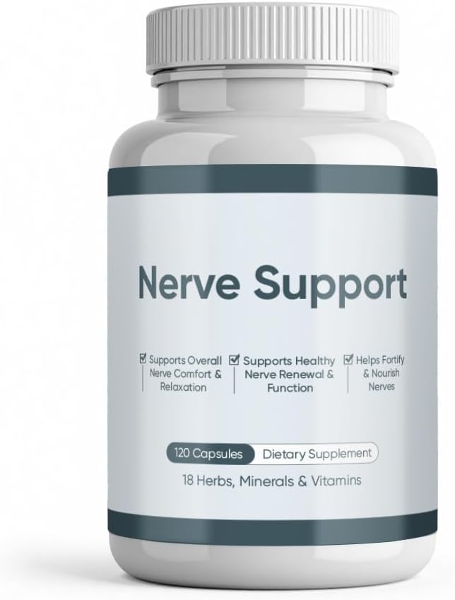 Nerve Support Supplement – Herbal Vitamin &amp Mineral Blend for Overall Nerve Comfort and Relaxation – Daily Wellness Formula – 120 Capsules