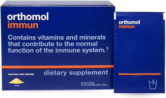 Orthomol Immun Immune Support Supplement Daily Immune System Booster Vitamins A B C D E Zinc Selenium &amp Iodine 30-Day Supply of Powder Packets