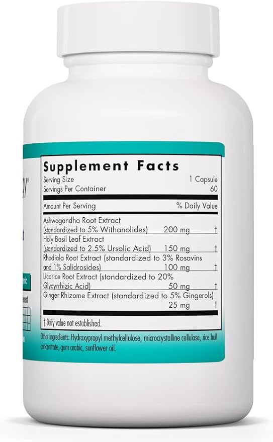 Allergy Research Group Nutricology Botanical Adapt - Stress Support Adaptogens Supplement HPA Ashwagandha Rhodiola and Holy Basil Cortisol Manager - 60 Count