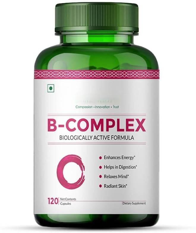 Vitamin B Complex Capsules with RDA for B12 Supplement for Hair Growth Metabolism &amp Support Healthy Brain Function (120 Capsules)