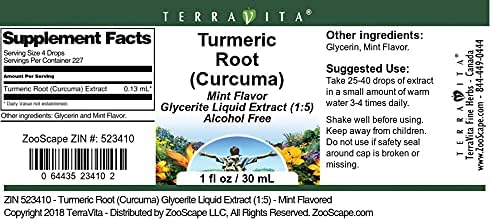 Turmeric Root (Curcuma) Glycerite Liquid Extract (1:5) - Mint Flavored (1 oz ZIN: 523410)
