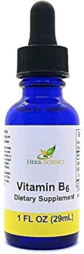 Liquid Vitamin B6 Drops - Pyridoxine Extract Dietary Supplement to Support Brain Function Immunity Nervous System Heart Health Metabolism - 500% DV 36 Servings per Bottle - 1 fl. oz.