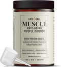 LifeCell Whey Protein – Anti-Aging Muscle Builder with Shiitake Mushroom Collagen &amp Hyaluronic Acid – Chocolate No Sugar Added Soy-Free Gluten-Free 600g (18 Servings)