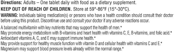 Equate One Daily Men's Multivitamin Multimineral Supplement Tablets 100 Count Sticker