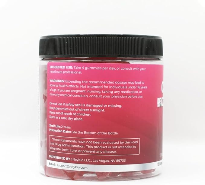 Neybio Creatine Monohydrate Gummies - 5000mg Creatine Raspberry Flavor 120 Count - Vegan Sugar-Free Boosts Performance &amp Recovery