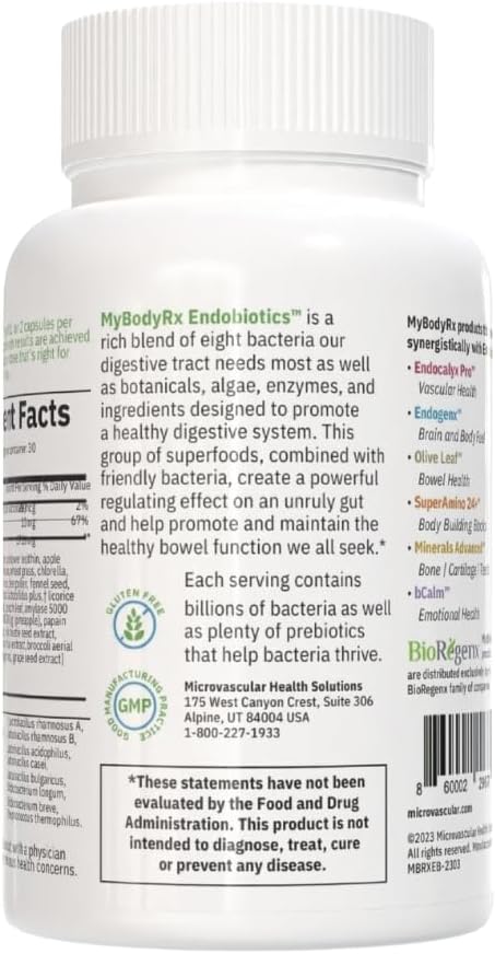 Endobiotics Gut Support Supplement - Rich Blend of Eight Beneficial Bacteria for Optimal Digestive Health-90 Capsules 4pk