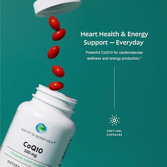 Earth's Splendor CoQ10 Supplement 120 Softgels 100mg Coenzyme Q10 Contain 4 Month Supply