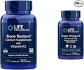 Life Extension Bone Restore + Vitamin K2 Vitamins &amp Minerals Maintain Bone Health &amp Strength &amp Super Omega-3 EPA/DHA Fish Oil Sesame Lignans &amp Olive Extract