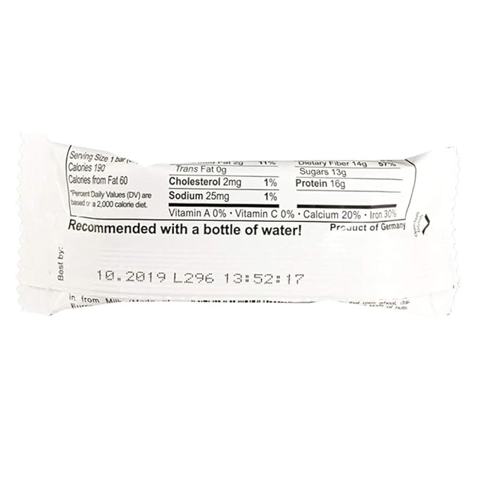 Seitenbacher Chocolate Covered Protein Bar – 16g of protein 14g of fiber hazelnuts 2.1 Ounce (Pack of 12)