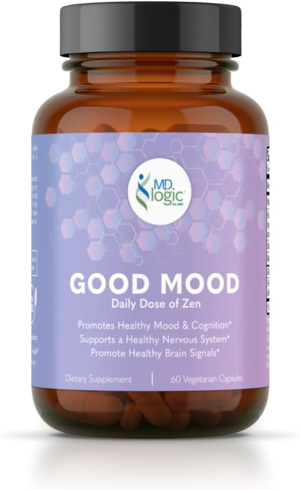 MD Logic Health Good Mood Vitamin B6 B12 Folate GABA 5-HTP Magnesium - Daily Dose of Zen - Perfect for Everyday Balance and Travel - Made in New York