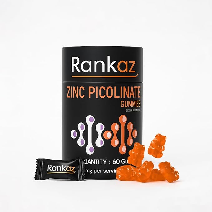 Zinc Gummies - Zinc Picolinate 15mg Highly Absorbable Supplement for Men and Women 60 Gummies