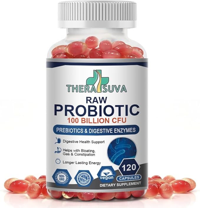 Probiotics 100 Billion CFU – 34 Strains + Organic Prebiotics – Whole Food Formula for Gut Health Immune Support &amp Digestive Balance – 2 Month Supply 120 Softgels