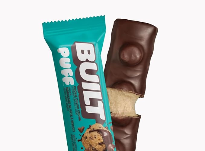BUILT Bar Puff Protein Bars - Cookie Dough - 15g Protein Snack Bars with Collagen - Calorie Conscious No Gluten Free - 12 Count
