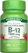 Nature's Truth Vitamin B-12 1000 Mcg Methylcobalamin Fast Dissolve Tabs Natural Berry Flavor 120 Count (Pack of 3)
