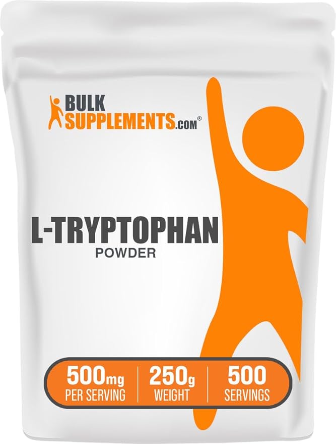 BulkSupplements.com L-Tryptophan Powder - Tryptophan Supplement Amino Acid Supplement - Gluten Free 500mg per Serving 250g (8.8 oz) (Pack of 1)