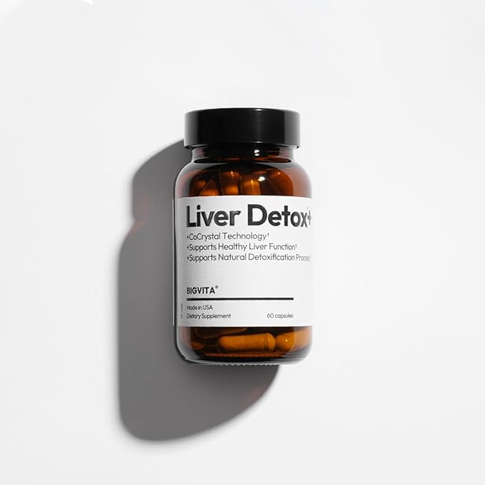 BIGVITA CoCrystal Liver Detox+ | 16x Absorption with Cocrysta™ Silybin | Glutathione Turmeric Selenium Milk Thistle | Detox &amp Repair Formula for Energy Daily Liver Health – 60 Capsules