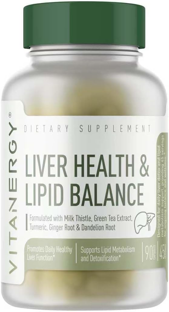 Liver Health &amp Lipid Balance – Milk Thistle Green Tea Turmeric Ginger &amp Dandelion Root Extracts – Supports Normal Liver Function &amp Healthy Fat Metabolism – Made in USA 90 Capsules