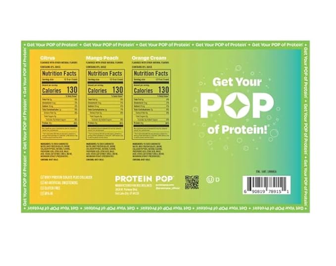 Protein PopPlus 30g Clear RTD Variety Pack 12 fl oz (15 Count) – 0g Sugar Carbonated Sparkling Protein Soda – No Artificial Sweeteners Colors or Flavors