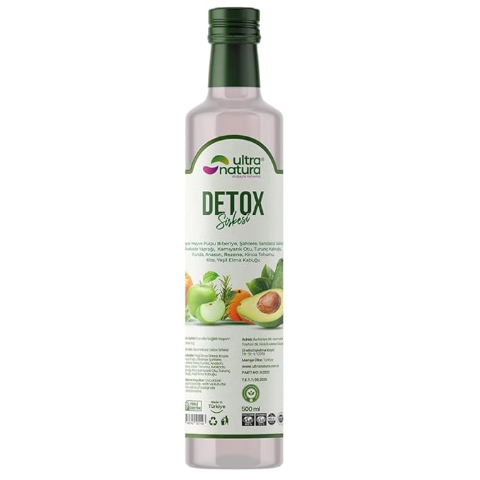Ultra Natura Detox Vinegar - 500 ml Organic Apple Cider Vinegar with 12 Herbal Blend – Supports Digestion Metabolism &amp Detox No Additives Non-GMO Vegan Vinegar