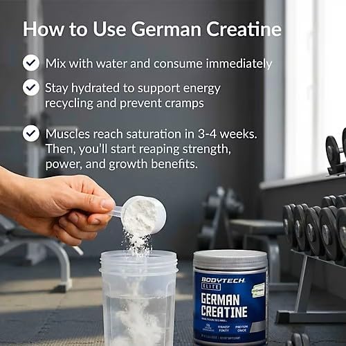 German Creatine with Creapure a for Enhanced Strength Size and Power a Blue Lemon (11.75 oz./55 Servings)