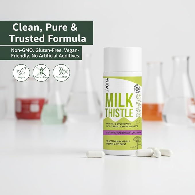 Uvora - Milk Thistle ExtractUvora Premium Herbal Supplement with Milk Thistle Extract &amp Antioxidants – Supports Natural ification &amp Healthy Digestion – 300mg 90 Capsules