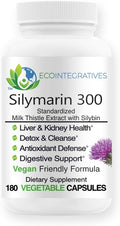 Silymarin 300 – Standardized Milk Thistle Extract with Silybin 300 mg – Liver and Kidney Health Liver Detox and Cleanse Antioxidants – Vegan - 180 Vegetable Capsules