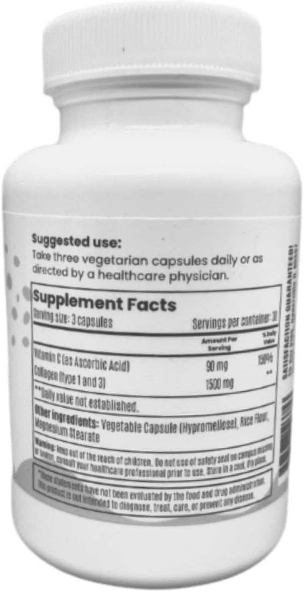 Collagen Supplement Type 1 and 3 - Activated Collagen Capsules with Vitamin C - Easy to Digest Premium Hair Skin Nails Joints Skin Lashes Supplement - 60 Tablets