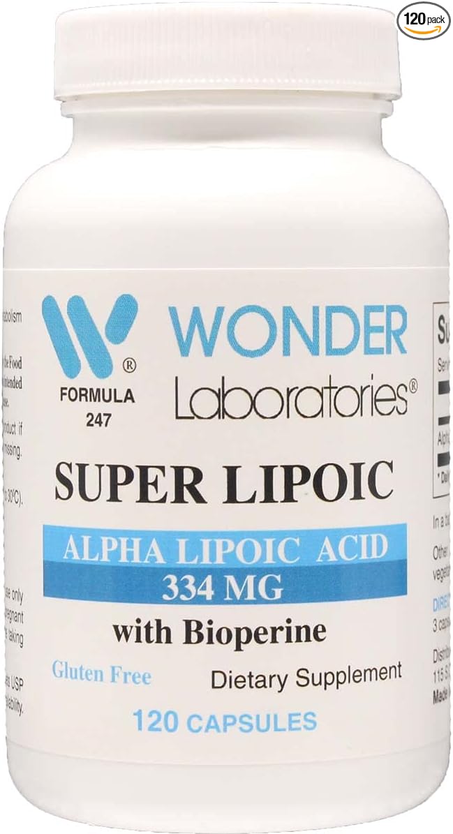 Wonder Labs Alpha Lipoic Acid w/bioperine Grape Seed Extract Supports Metabolic Functions and Antioxidant Functions 120 Capsules