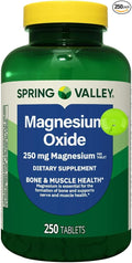 Spring Valley Magnesium Oxide 250mg Tablets - 250 Count - Bone &amp Muscle Support* - Essential Mineral Supplement + SUREFECT Organizer.