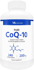 ML Naturals CoQ-10 200mg (Per Serving) – 240 Vegetable Capsules – Supports Heart Health &amp Energy Production