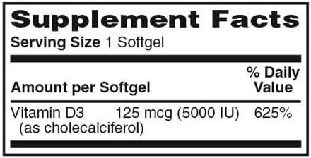 Vitamin D3 High Potency 5000 IU 100 Softgels per Bottle Pack of 24