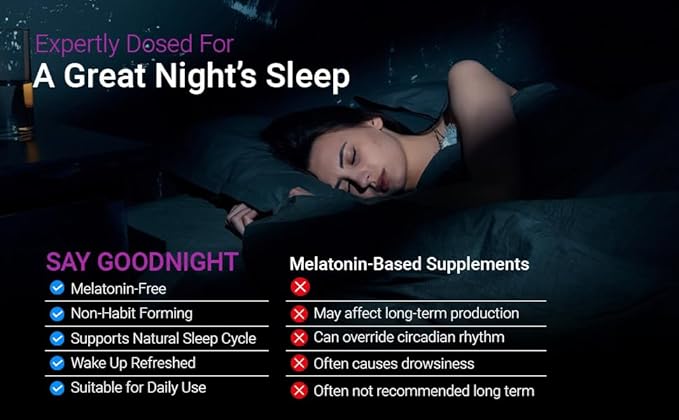 Melatonin Free Sleep Aid Supplement for Longer Restful Sleep &amp Stress Relief w/Magnesium GABA L-Glycine L-Theanine Apigenin Taurine &amp Zinc (180 Vegan Capsules) (2)