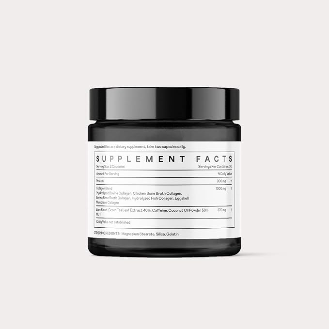 Nuray Collagenic Burn Elite with Green Tea - Collagen Peptides- 60 Capsules | Collagen Burn with 5 Types of Collagen for Healthy Hair Skin Nails Joints Metabolism Boost &amp Energy