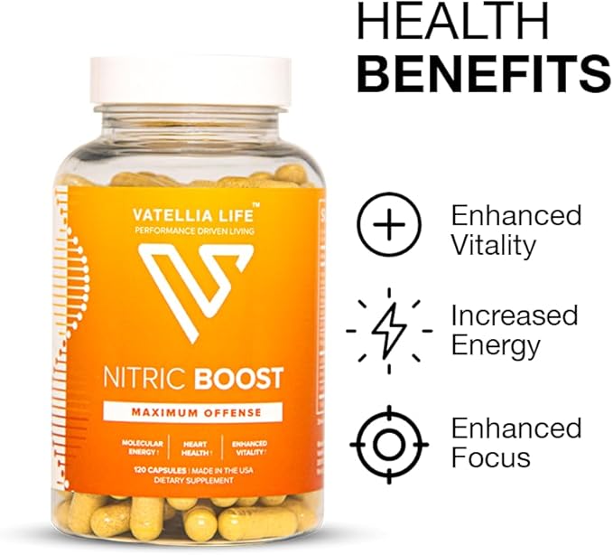 Vatellia Life Nitric Boost – Nitric Oxide Supplement for Men – L-Arginine &amp L-Citrulline Formula – Blood Flow &amp Circulation Support – High Absorption – 2 Month Supply