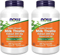 NOW Foods Supplements Silymarin Milk Thistle Extract 300 mg with Artichoke and Dandelion Double Strength Supports Liver Function* 250 Veg Capsules (Pack of 2)