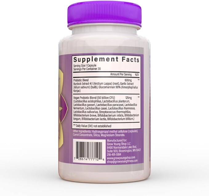 Grow Young Fitness Daily Probiotic + Prebiotic Fiber Supplement Supports Digestive Health (1 Pack 30 Servings)